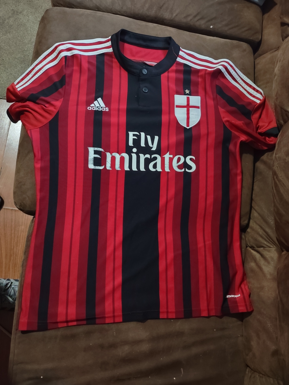 adidas Red and Black AC Milan Style Men’s Soccer Jersey